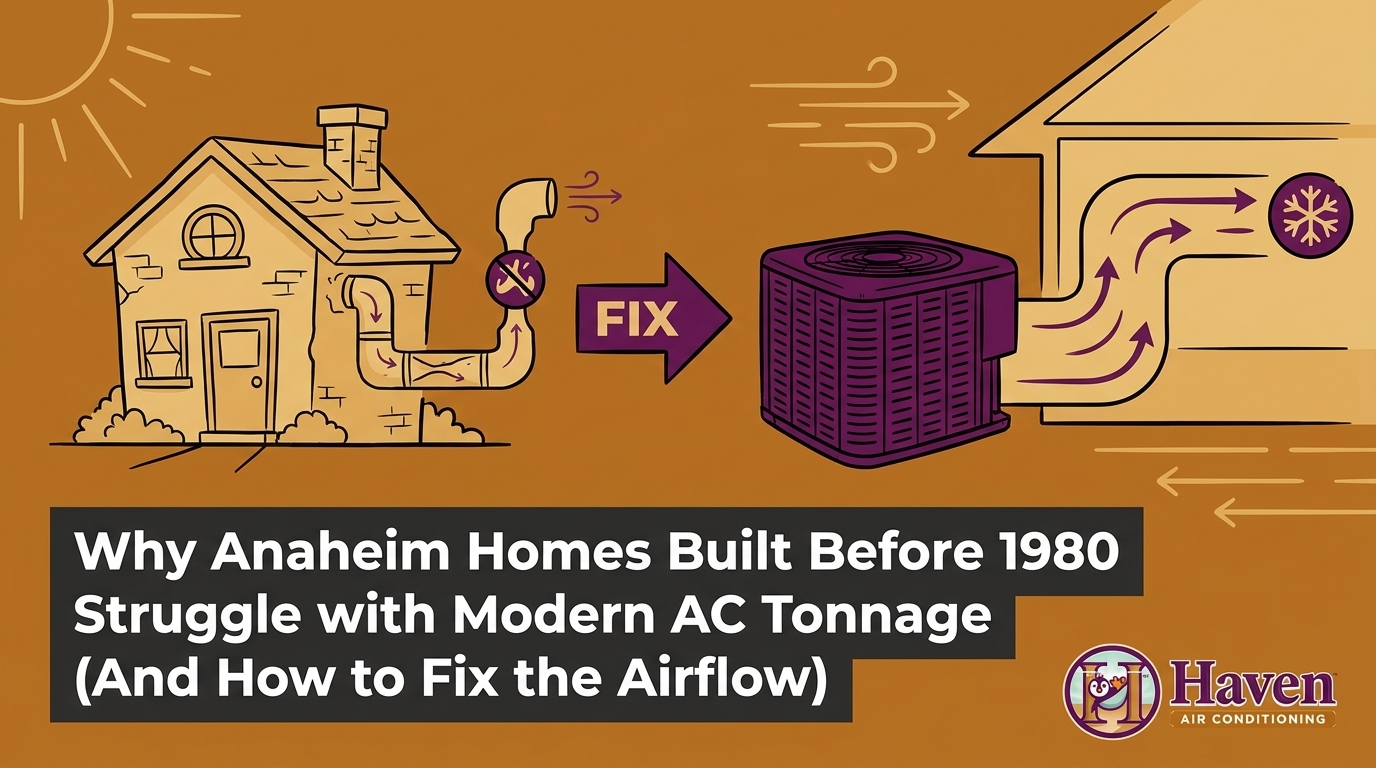 Why Anaheim Homes Built Before 1980 Struggle with Modern AC Tonnage (And How to Fix the Airflow) — featured image