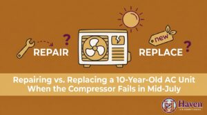 Repairing vs. Replacing a 10-Year-Old AC Unit When the Compressor Fails in Mid-July — featured image